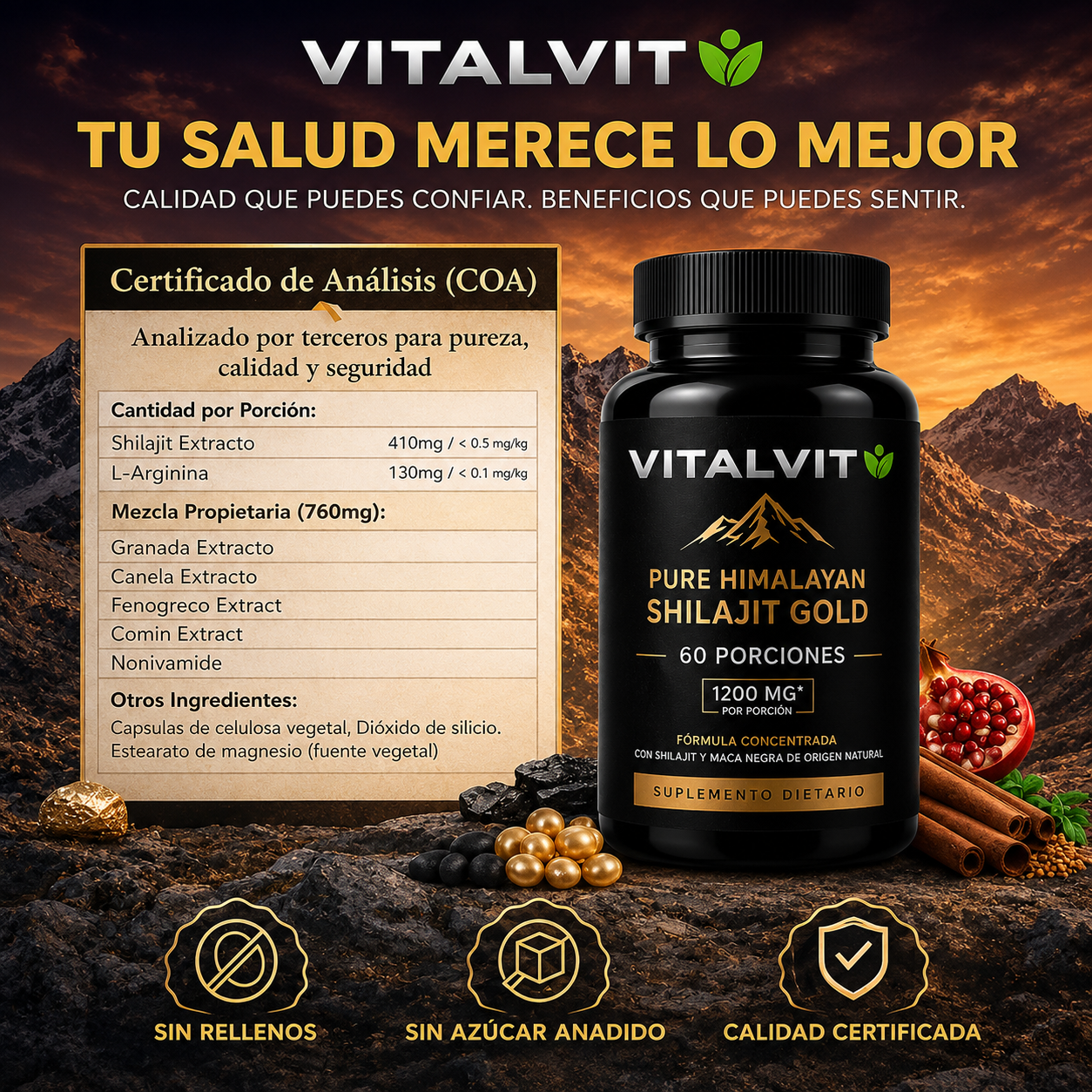 Shilajit Gold™ Potencia Natural Masculina