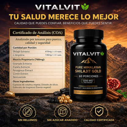 Shilajit Gold™ Potencia Natural Masculina - 60 cápsulas