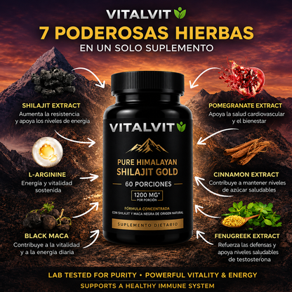 Shilajit Gold™ Potencia Natural Masculina - 60 cápsulas